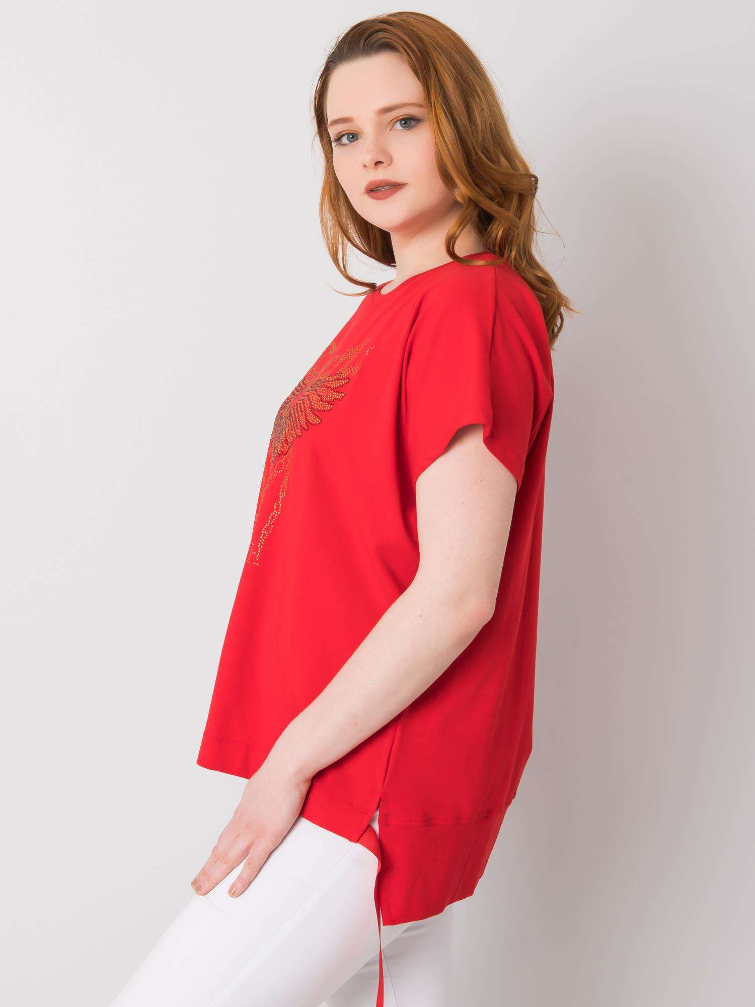 Obrázok Czerwona luźna bluzka plus size one size