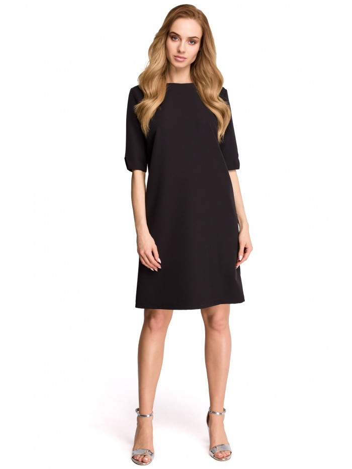 Obrázok S113 Minimalist dress with back v-neck  EÚ XXL čierna