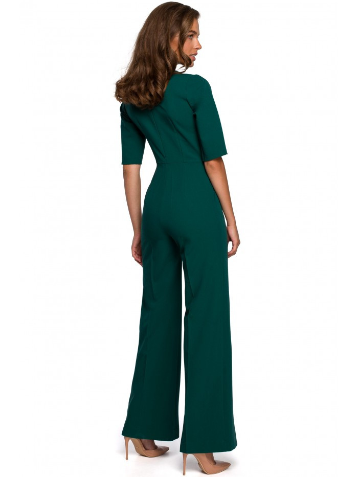 Obrázok S243 Elegant jumpsuit with a tie neck  EÚ S. zelená