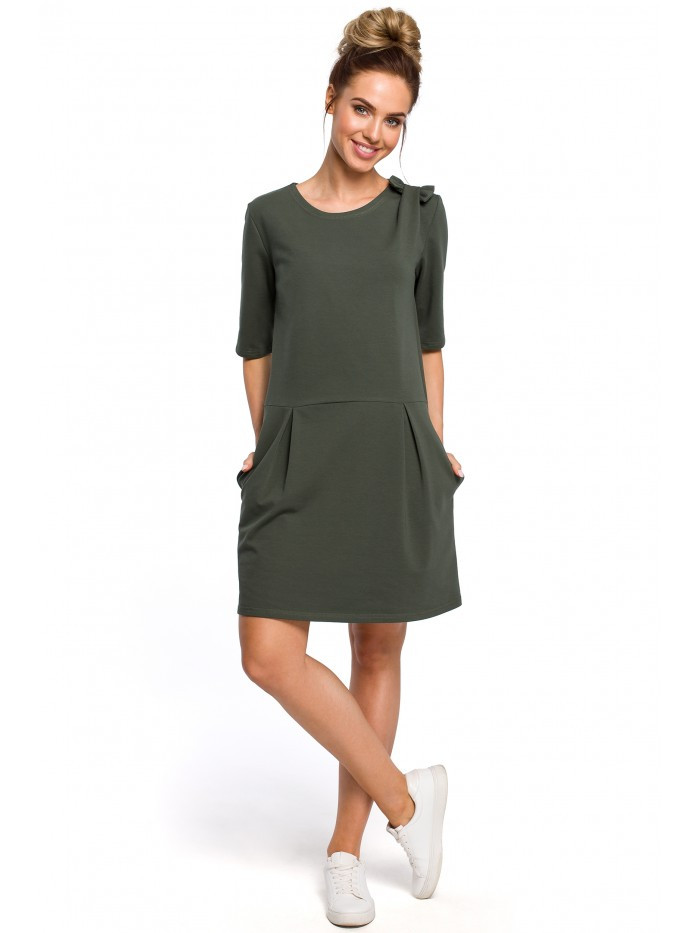 Obrázok M422 Drop waist dress with a bow  EÚ S. vojenská zelená