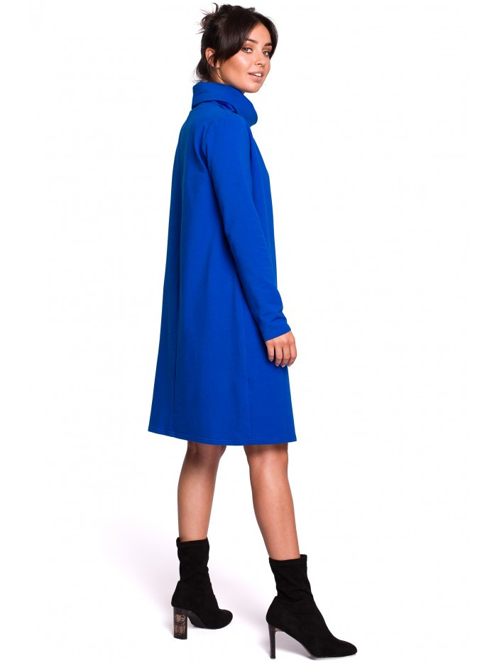 Obrázok B132 High collar dress  EÚ M kráľovská modrá