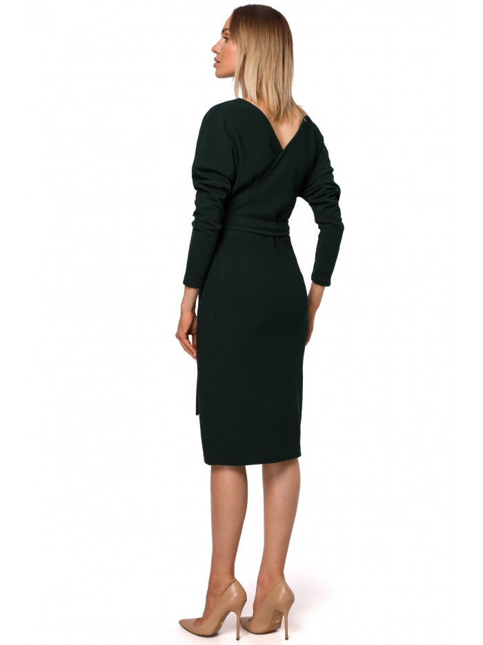 Obrázok M523 Knit dress with wrap top and a tie belt  EÚ L zelená