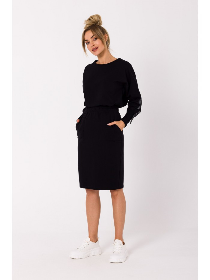 model 18383181 Vypasovaná sukně s kapsami černá - Moe Velikost: EU M