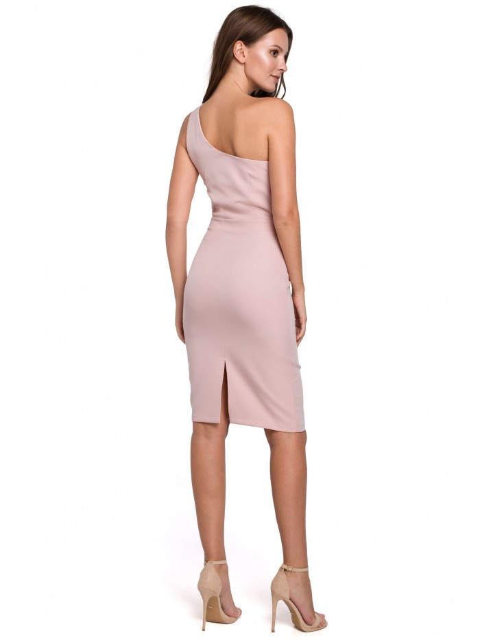 Obrázok K003 Sheath dress with a one shoulder neckline  EÚ L crepepink