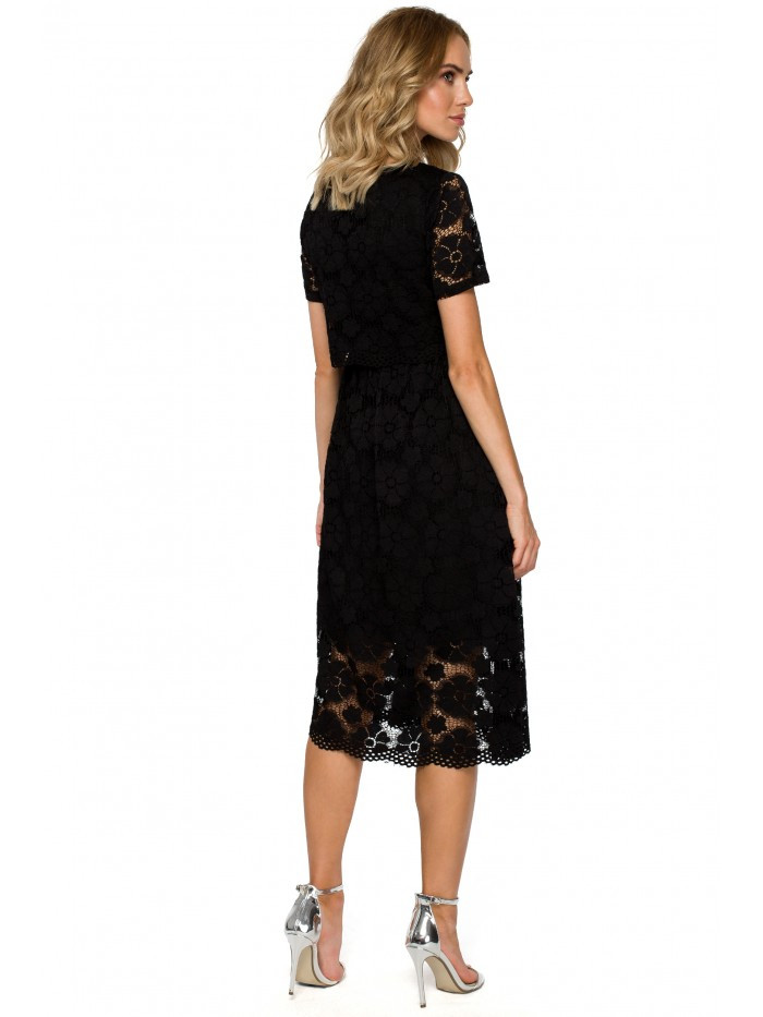 Obrázok M405 lace crop top midi dress  EÚ M čierna