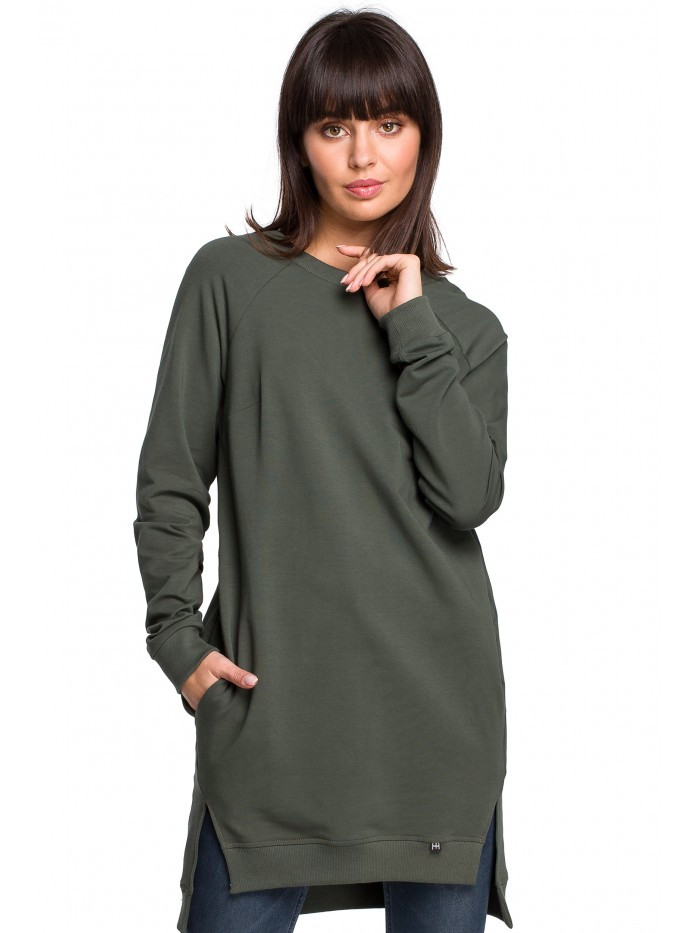 Obrázok B101 Oversized tunic with split sides  EÚ S. vojenská zelená