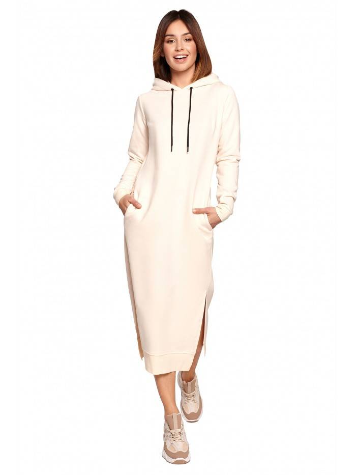 Obrázok B197 Midi Dress With A Hood  EÚ L krém