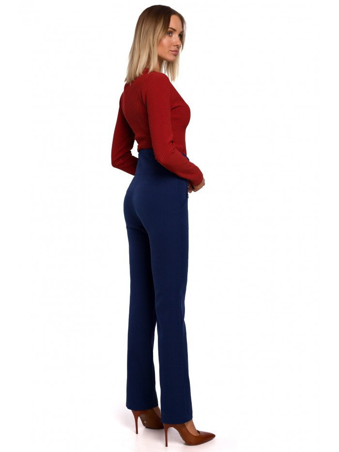 Obrázok M530 High waisted trousers with decorative press studs  EÚ L námornícka modrá