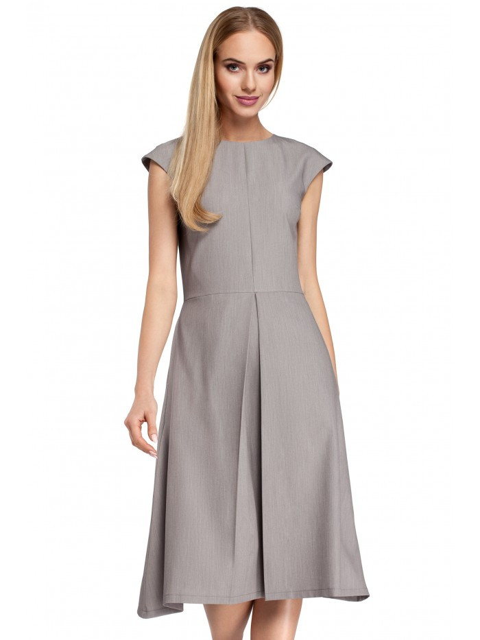 Obrázok M296 Inverted pleat dress  EÚ L šedá