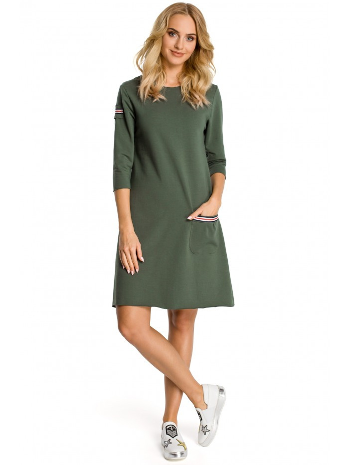 Trapézové šaty s pruhy - zelené EU L model 15097066