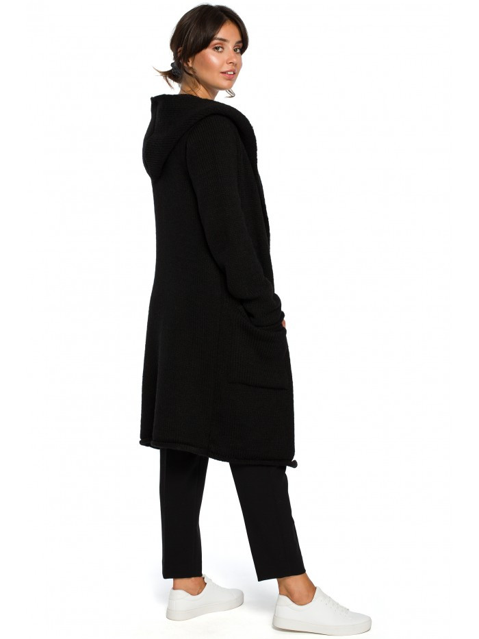 Obrázok BK016 Longline hooded cardigan with side pockets  UNI EÚ čierna