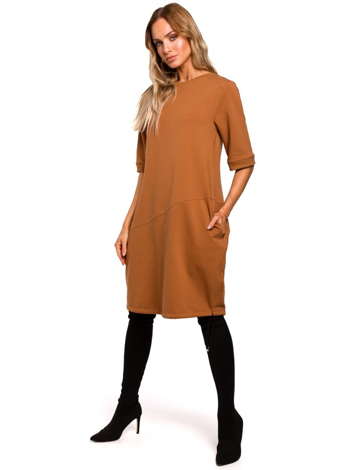 Obrázok M451 Dress with tied bottom hem  EÚ XL karamel