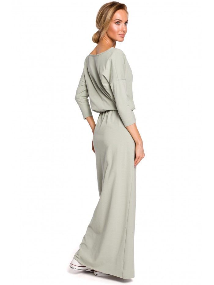 Obrázok M435 Maxi cotton dress with a tie-belt  EU S / M pistácie