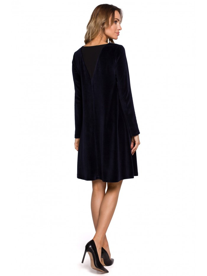 Obrázok M566 Velvet Relaxed Fit Dress  EÚ L námornícka modrá