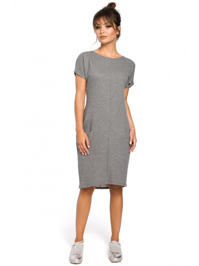 Obrázok B050 Midi dress with in-seam pockets  EÚ S. šedá