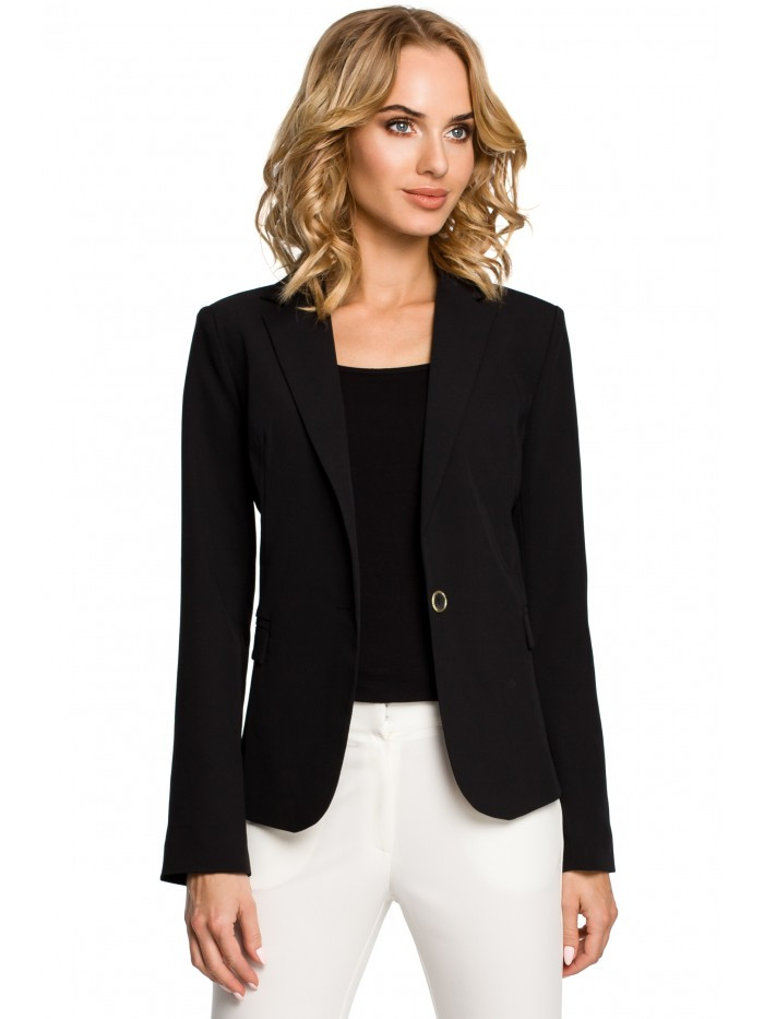 Obrázok M051 Jacket with a peaked collar and a single-button closure  EÚ M čierna