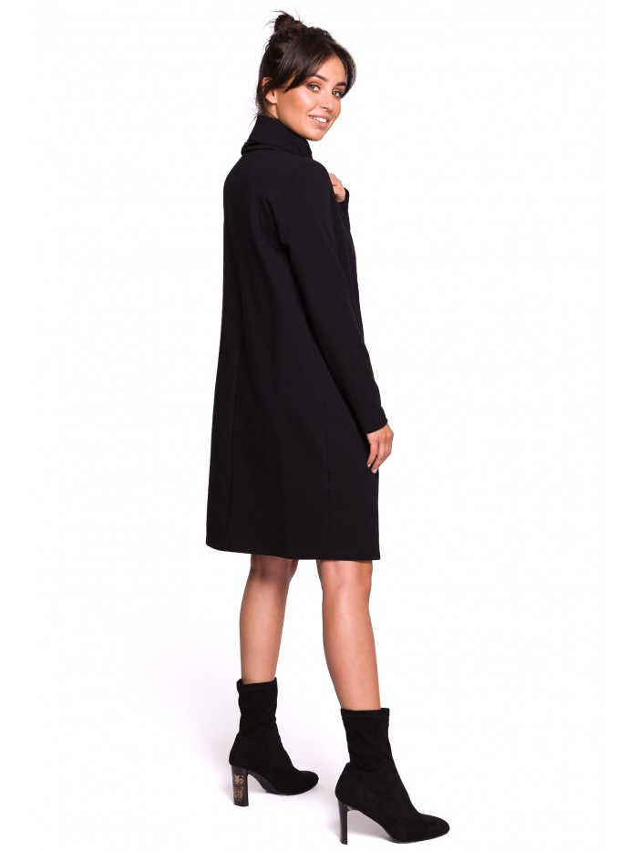 Obrázok B132 High collar dress  EÚ M čierna