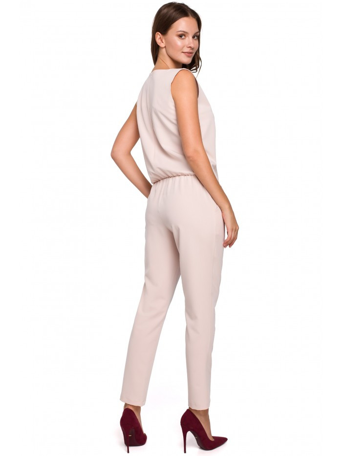 Obrázok K009 One-piece jumpsuit with v-neck  EÚ XL béžový