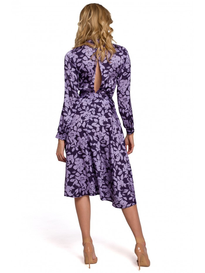 Obrázok K084 Floral print flared dress with split back - model EÚ L Model2