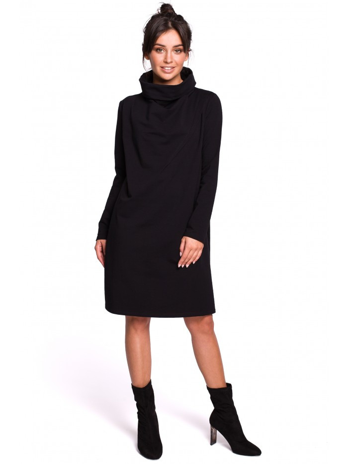 Obrázok B132 High collar dress  EÚ XXL čierna