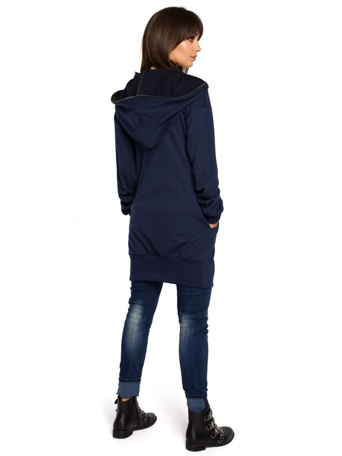 Obrázok B054 Zip through oversized hoodie  EU 2XL / 3XL námornícka modrá