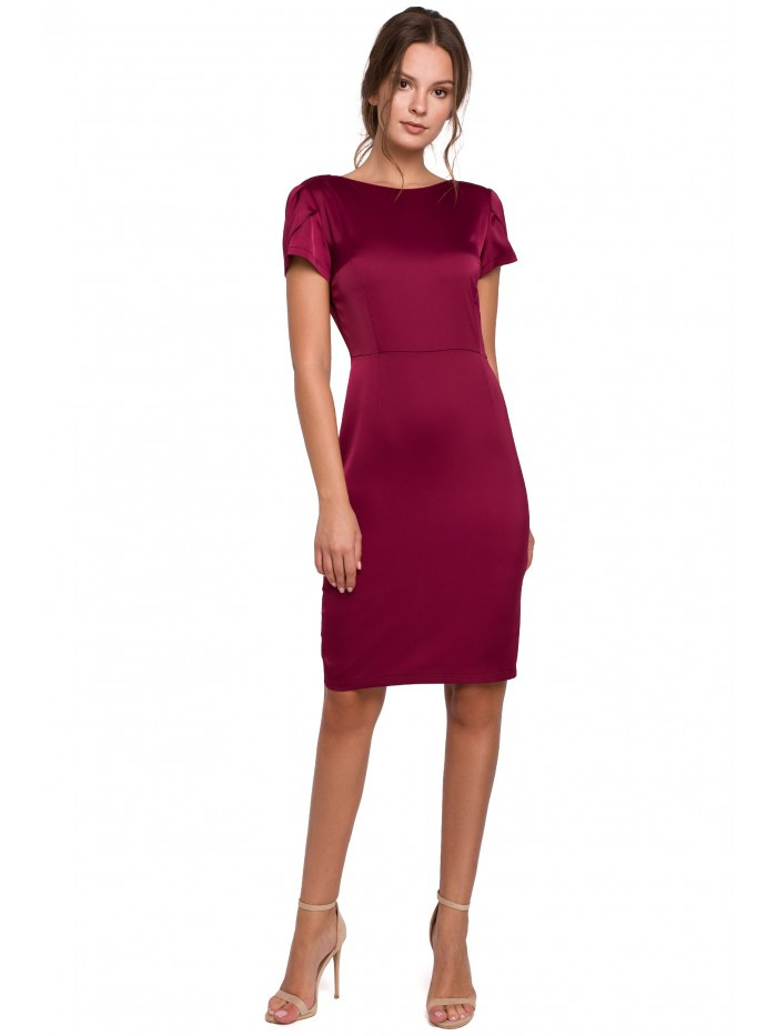 Obrázok K041 Sheath dress with a cowl neck in the back  EÚ XXL gaštanová