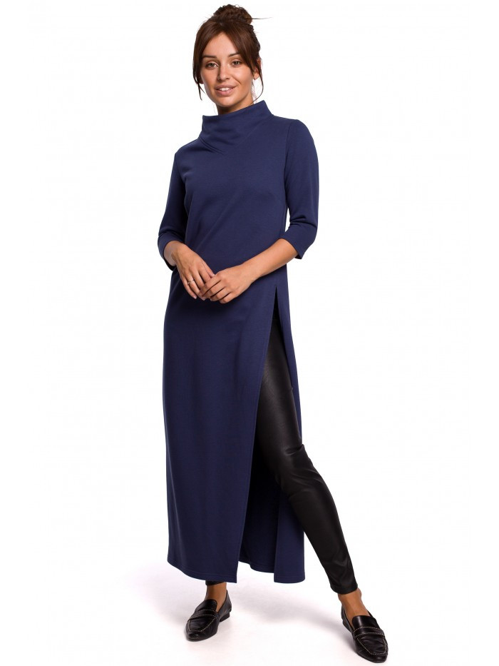 Obrázok B163 High slit tunic  EÚ L modrý