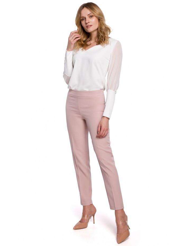 Obrázok K055 Slim leg trousers  EÚ L crepepink