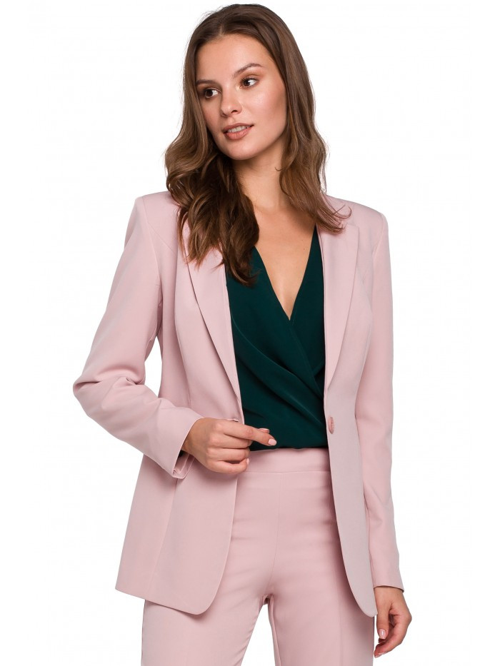 Obrázok K036 Single buttom blazer  EÚ S. crepepink