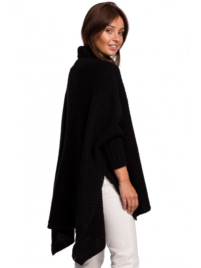 Obrázok BK049 Split side poncho  UNI EÚ čierna