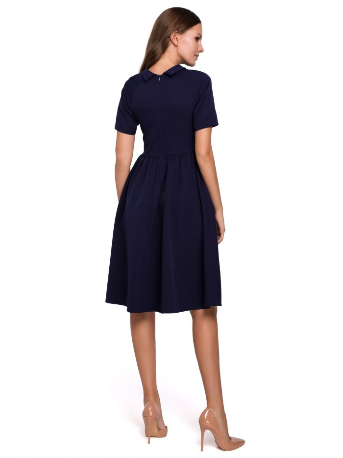 Obrázok K028 Rolled neck fit and flare dress  EÚ XL tmavo modrá