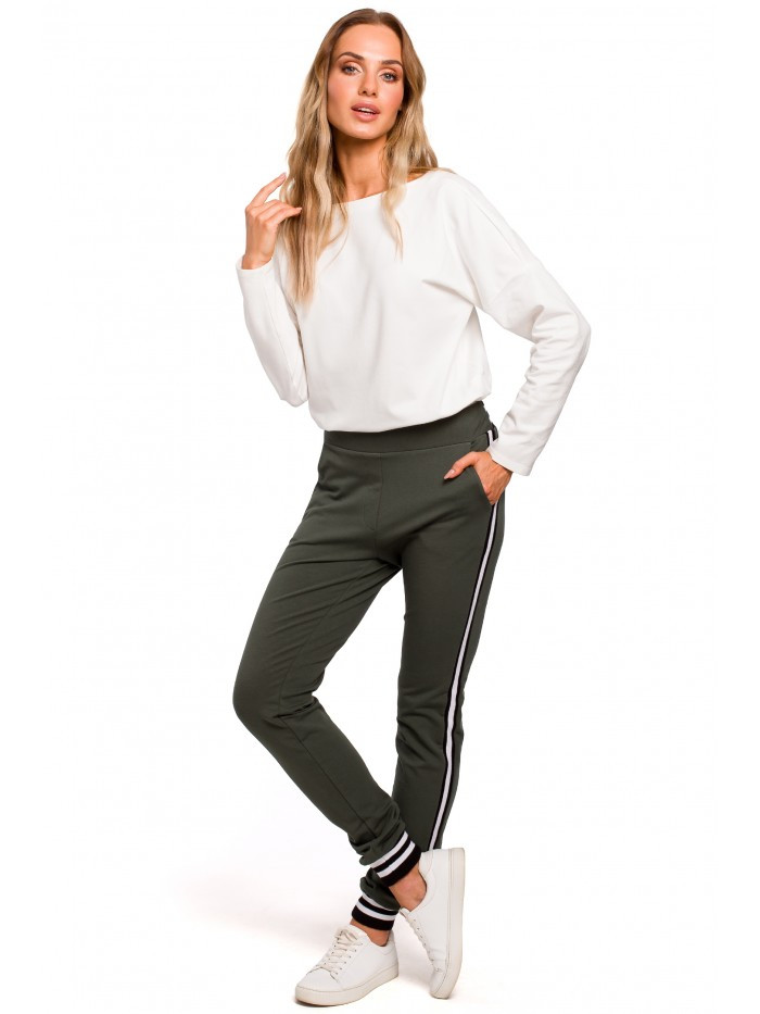 Obrázok M460 Jogger trousers with striped ribbed cuffs  EÚ XXL vojenská zelená