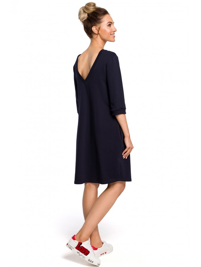 Obrázok M417 Shift dress with a plunging back neckline  EÚ XXL námornícka modrá