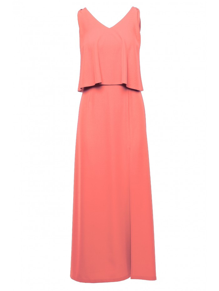 Obrázok K048 Maxi dress with frill top  EÚ S. oranžový