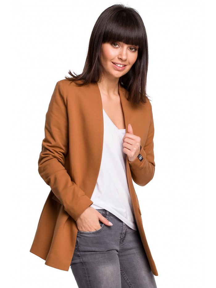 Obrázok B102 Cotton-blend open blazer  EÚ XXL karamel