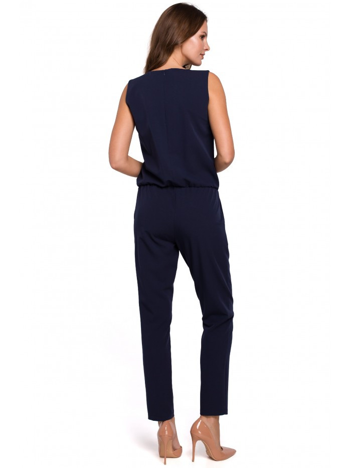 Obrázok K009 One-piece jumpsuit with v-neck  EÚ L námornícka modrá