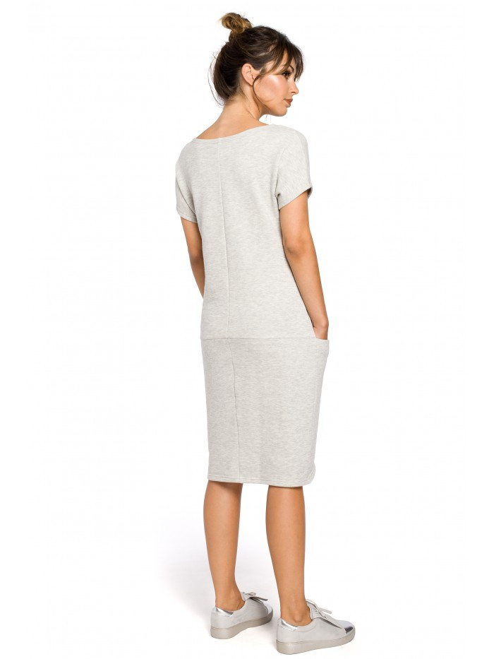 Obrázok B050 Midi dress with in-seam pockets  EÚ M svetlo šedá