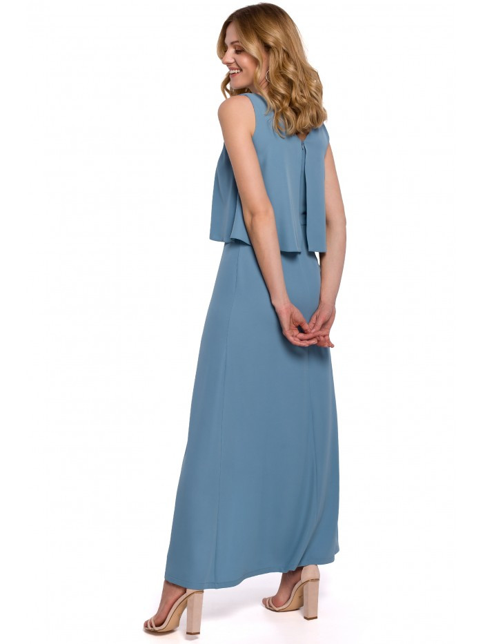 Obrázok K048 Maxi dress with frill top  EÚ S. modrá obloha