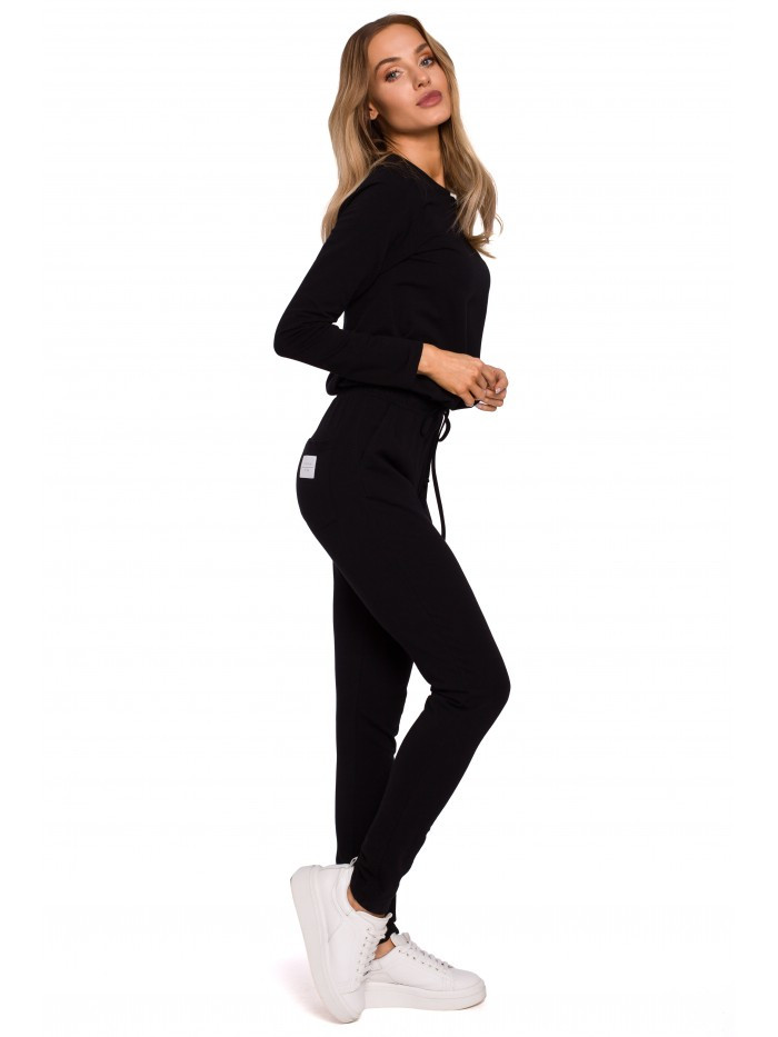 Obrázok M583 Knit Jumpsuit With A Patch Pocket  EÚ S. čierna