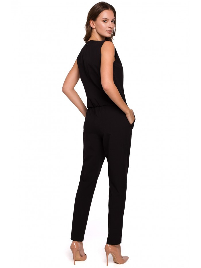 Obrázok K009 One-piece jumpsuit with v-neck  EÚ S. čierna