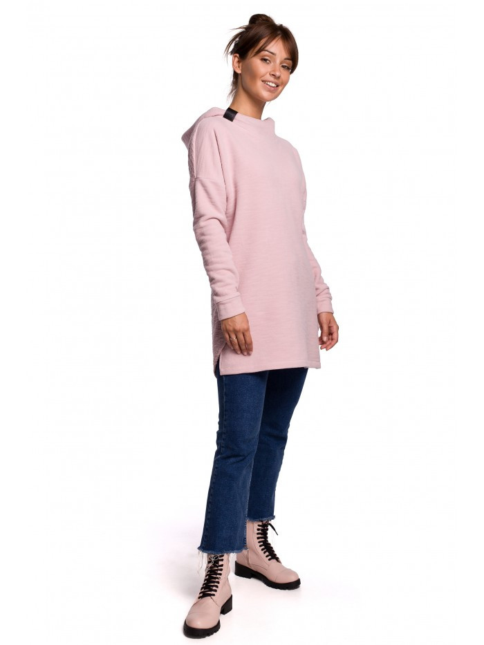 Obrázok B176 Textured knit pullover top with rounded hem  EU S / M prášok