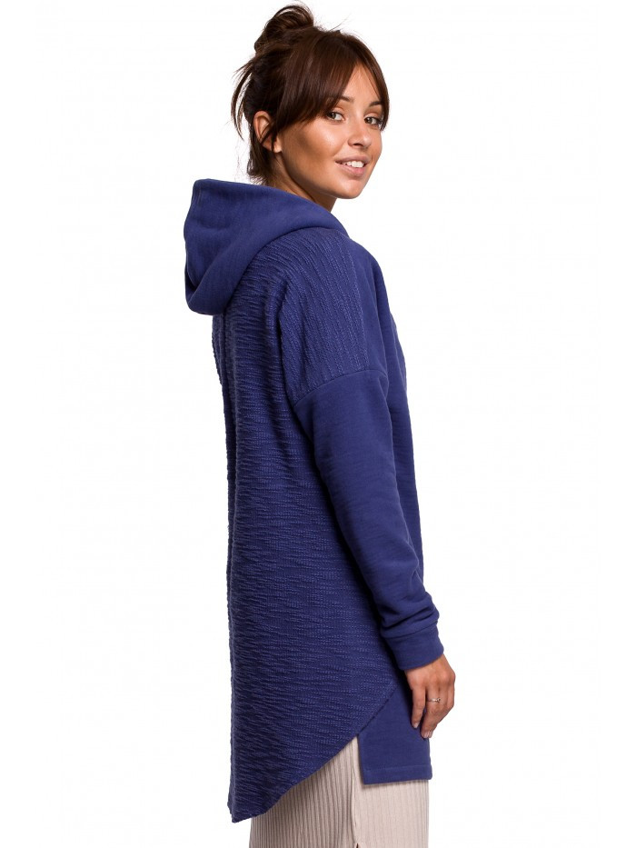 Obrázok B176 Textured knit pullover top with rounded hem  EU L / XL indigo