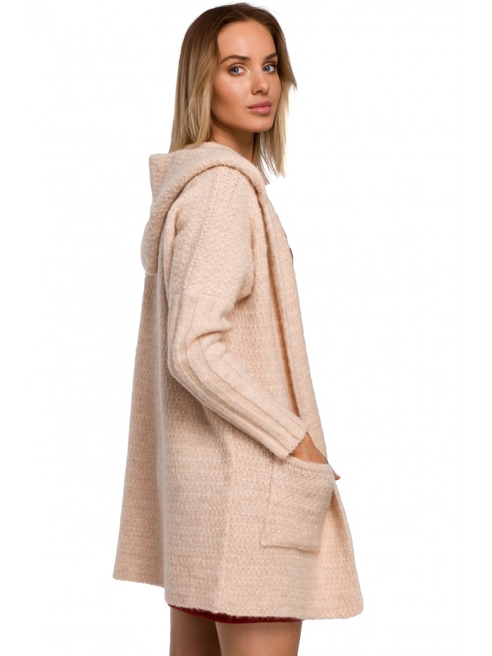 model 18002997 Pletený svetr s kapucí béžový - Moe Velikost: EU L/XL