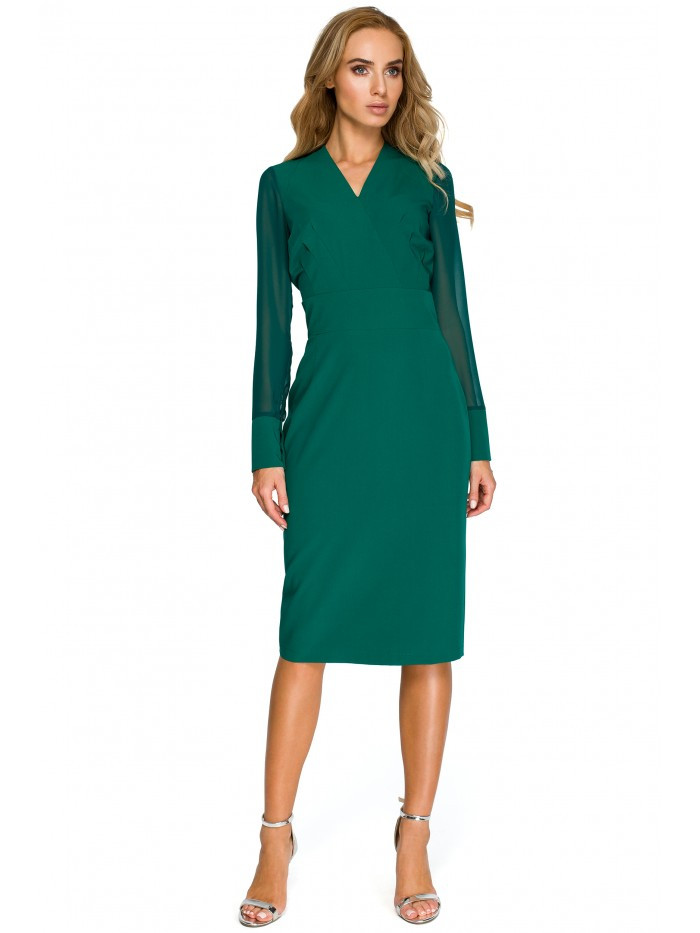 Obrázok S136 Chiffon sleeve sheath dress  EÚ XXL zelená