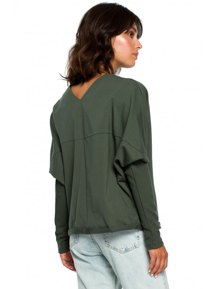 Obrázok B094 Oversized top with a back V-neck  EU 2XL / 3XL vojenská zelená