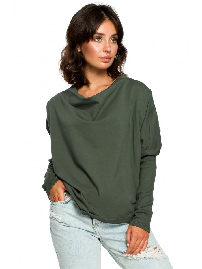 Obrázok B094 Oversized top with a back V-neck  EU 2XL / 3XL vojenská zelená