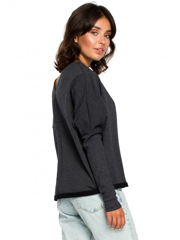 Obrázok B094 Oversized top with a back V-neck  EU 2XL / 3XL grafit