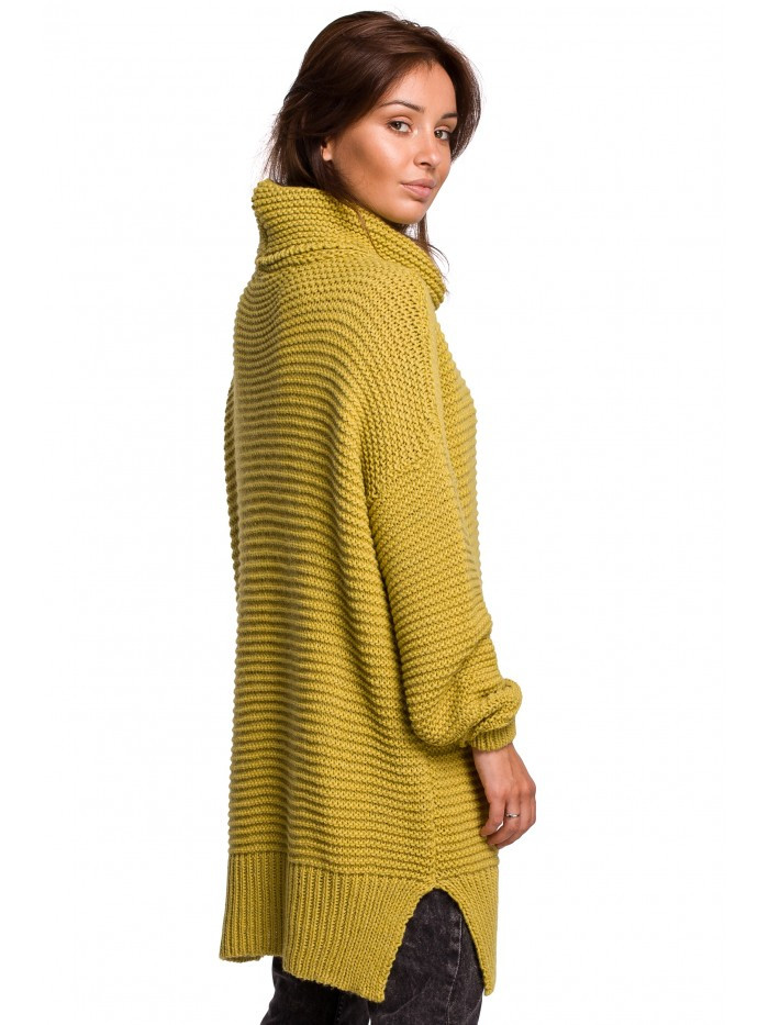 Obrázok BK047 Oversized pullover turtleneck sweater  UNI EÚ limetka