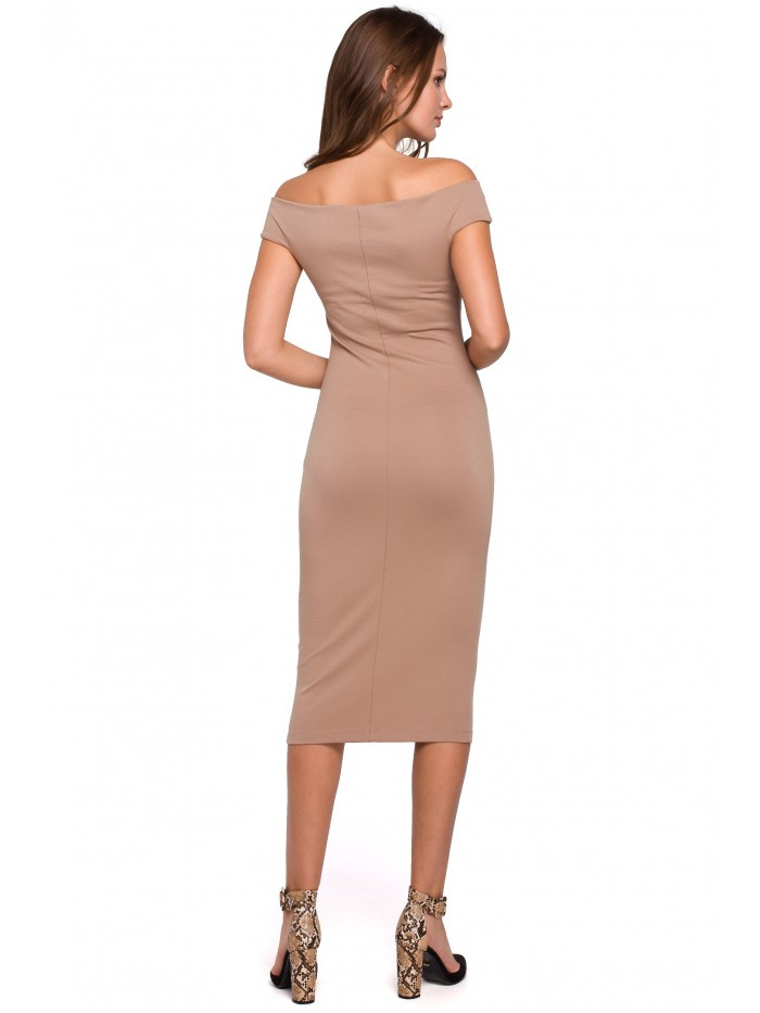 Obrázok K001 Off shoulder knit dress  EÚ XXL béžový