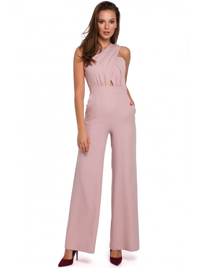 Obrázok K029 Cross front jumpsuit  EÚ S. crepepink